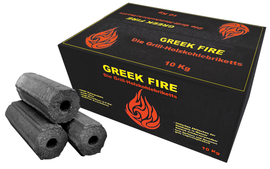 Greek Fire Premium Grill-Holzkohlebriketts, 10kg