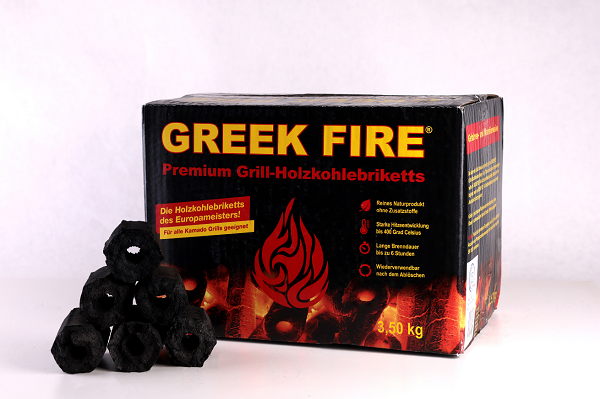 Greek Fire Premium Grill-Holzkohlebriketts, 3,5kg